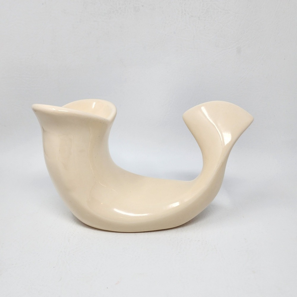 Vtg Vohann of California MCM Cream Ceramic Fish Whale Tail Soap/Trinket Dish 9"